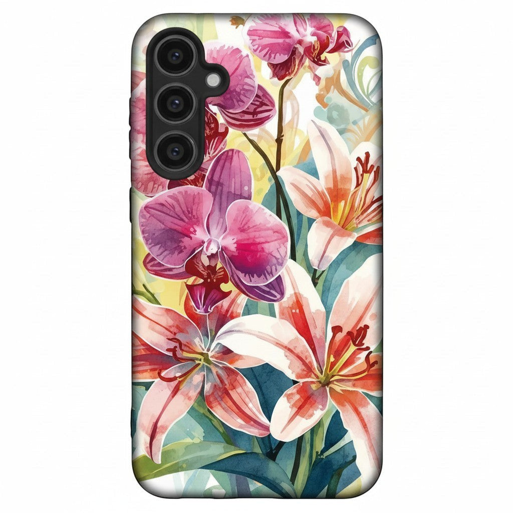 Hibiscus & Orchid Haven: Protective Floral Phone Case for Samsung Galaxy A Series