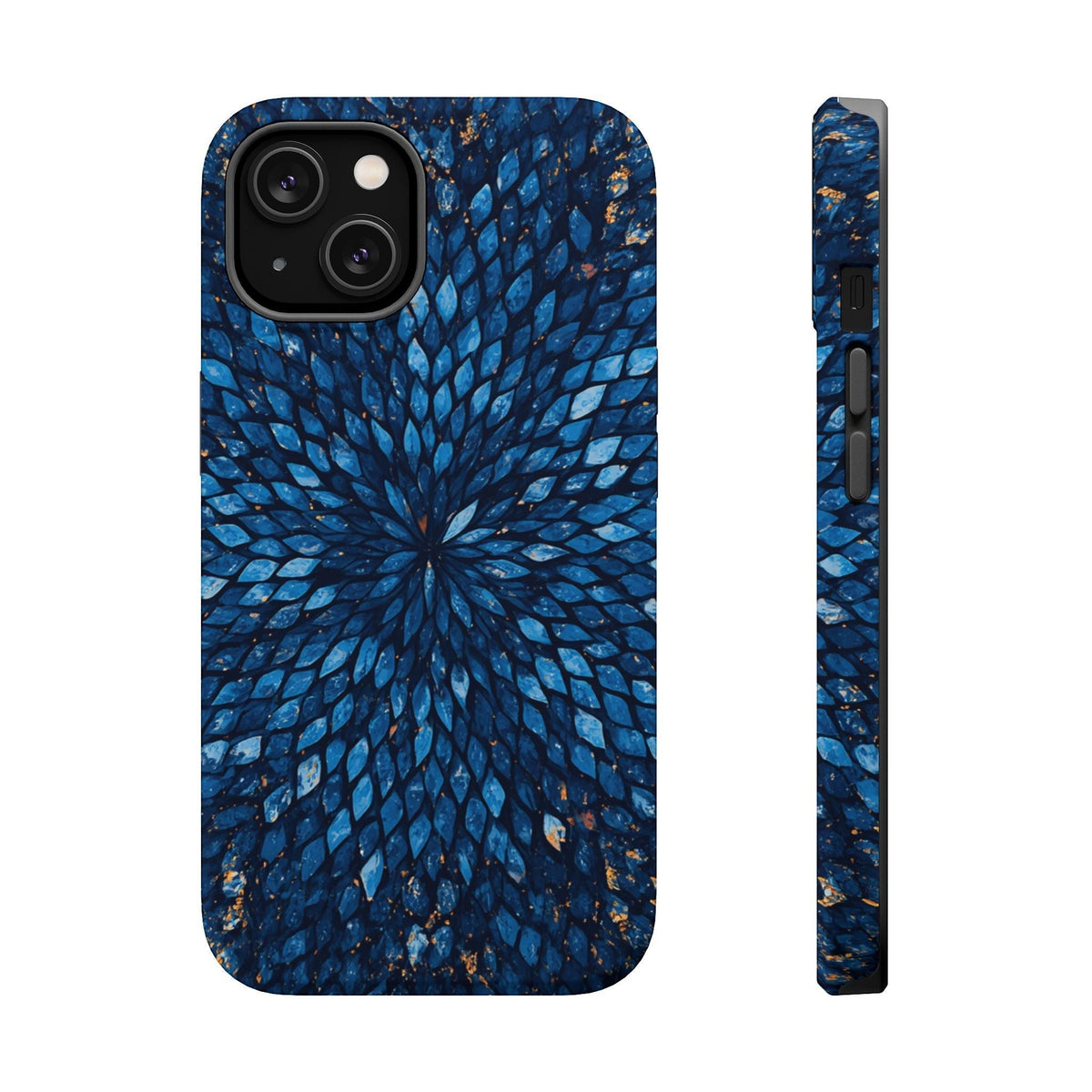 Inspiring Phone Cases Glass Feathers magnetic phone case with vibrant blue feather pattern for iPhone and Samsung