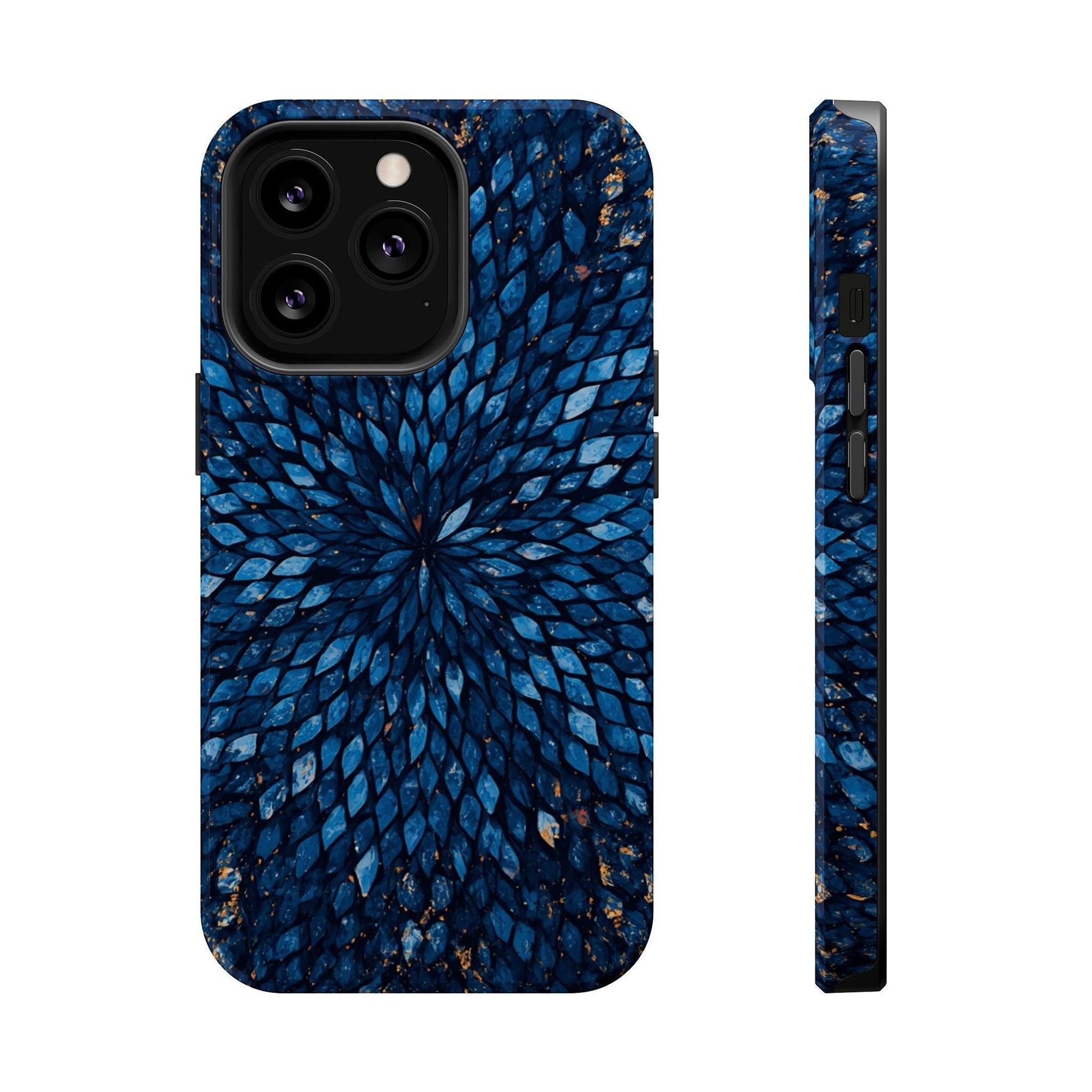 Inspiring Phone Cases magnetic phone case with vibrant blue glass feather pattern for iPhone and Samsung Galaxy