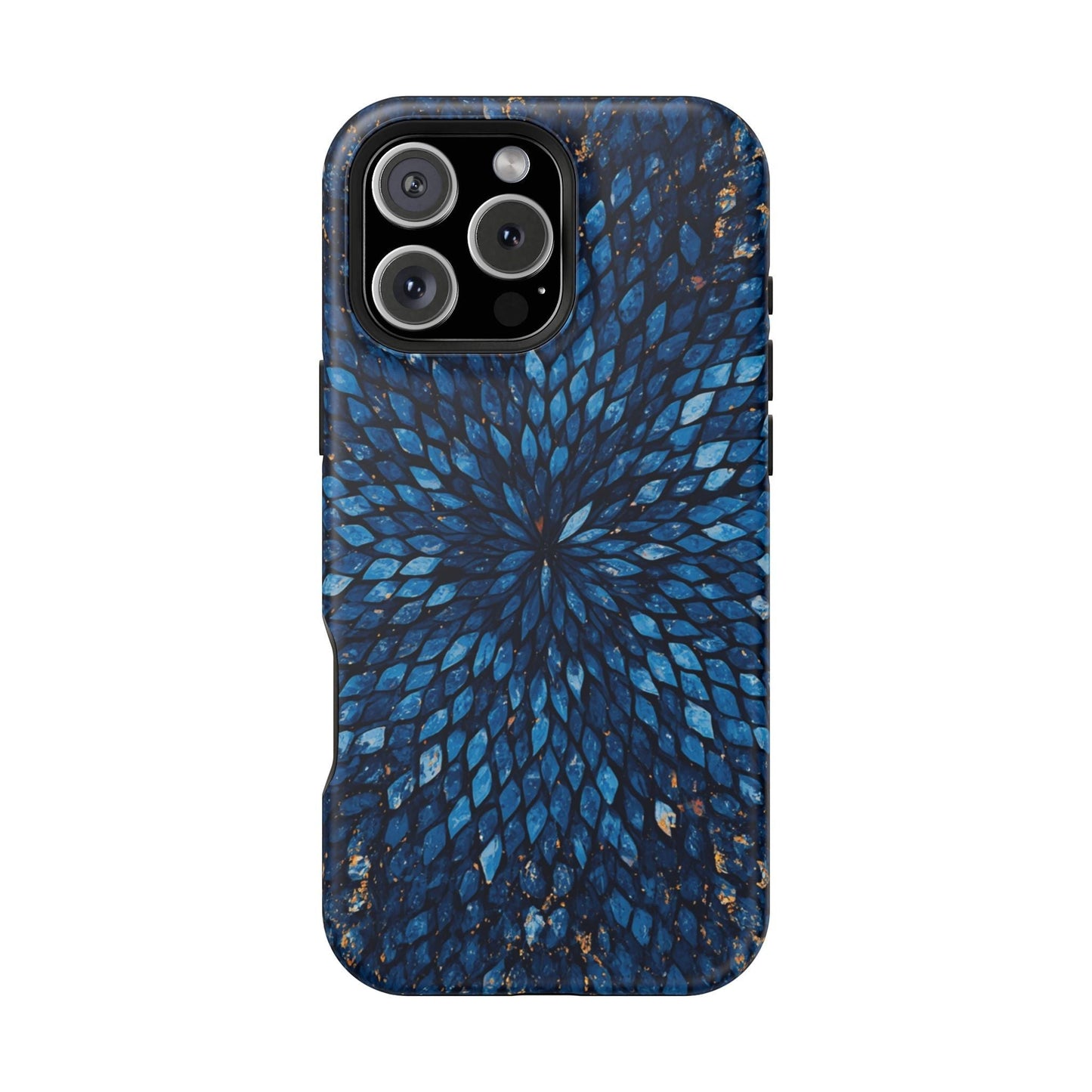 Inspiring Phone Cases Glass Feathers magnetic phone case with a vibrant blue abstract feather pattern for iPhone