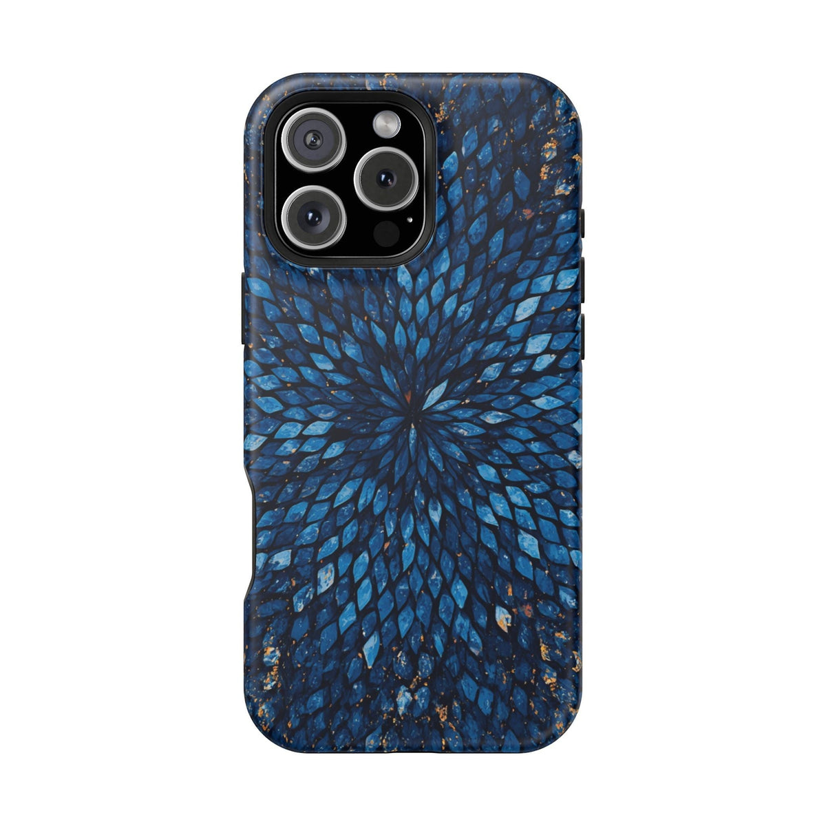 Inspiring Phone Cases Glass Feathers magnetic phone case with a vibrant blue abstract feather pattern for iPhone
