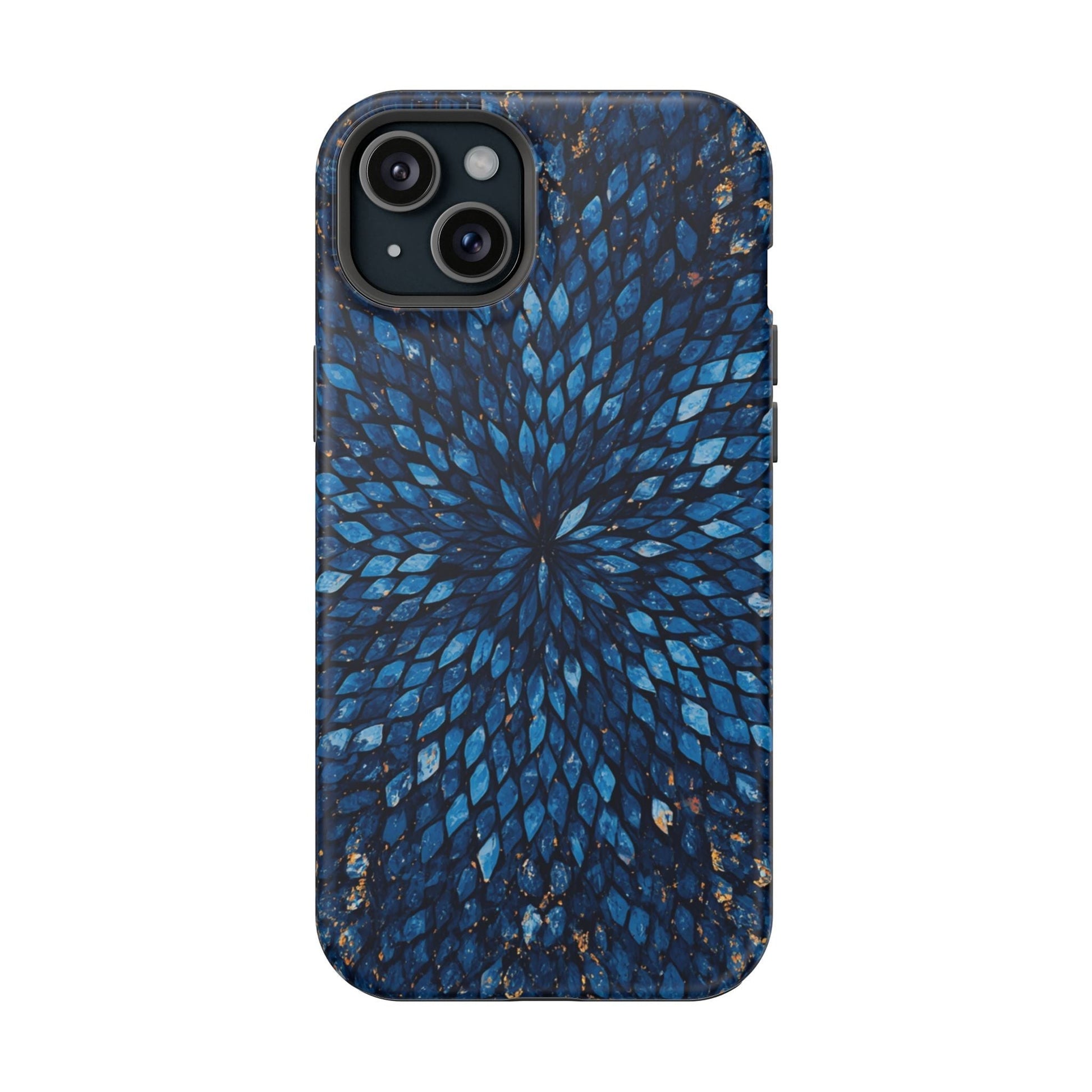 Inspiring Phone Cases magnetic phone case with a vibrant blue glass feather pattern and protective design.