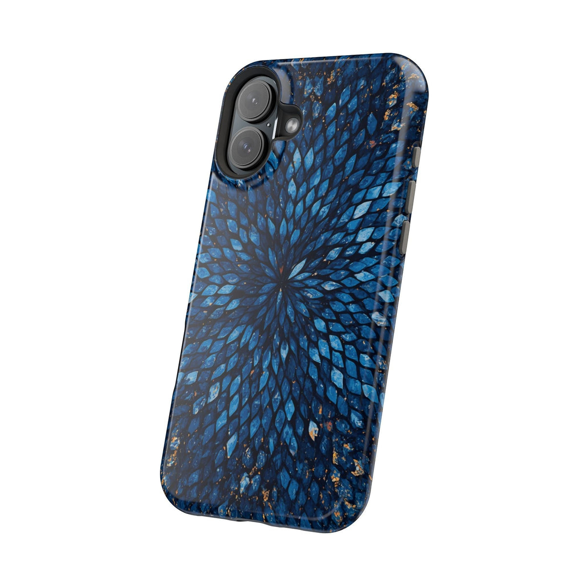 Inspiring Phone Cases magnetic phone case with a vibrant blue glass feather pattern for iPhone and Samsung Galaxy