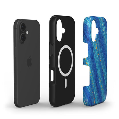 Inspiring Phone Cases Cobalt Blue Drift MagSafe iPhone case showing back, interior, and exterior design views.