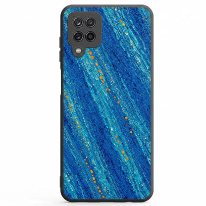 Inspiring Phone Cases Cobalt Drift phone case with blue abstract diagonal strokes and vibrant orange accents