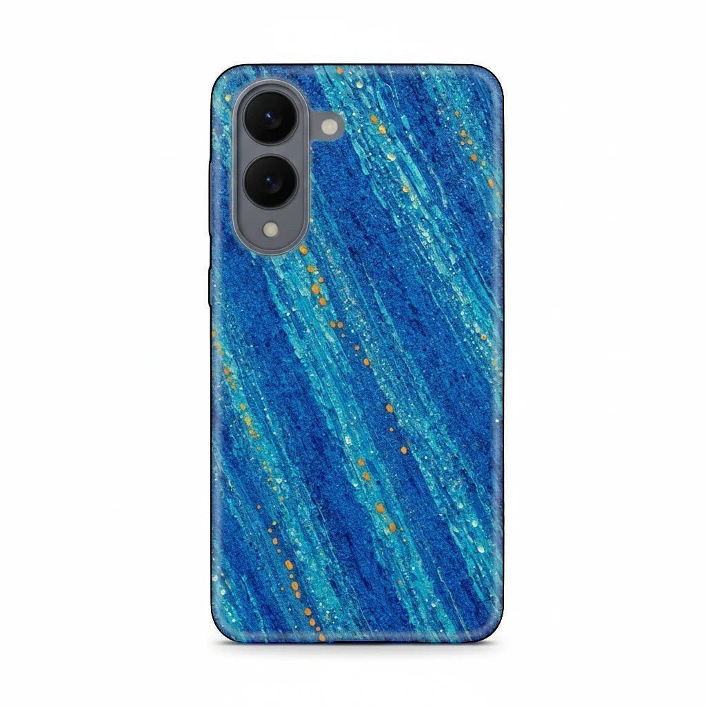 Inspiring Phone Cases Cobalt Drift phone case with abstract blue diagonal strokes and orange accents for Samsung