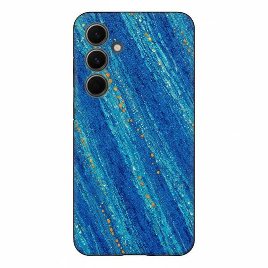 Inspiring Phone Cases Cobalt Drift phone case with abstract blue diagonal strokes and vibrant orange accents