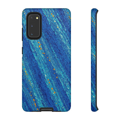 Inspiring Phone Cases Cobalt Drift abstract blue phone case with orange accents for Samsung Galaxy devices