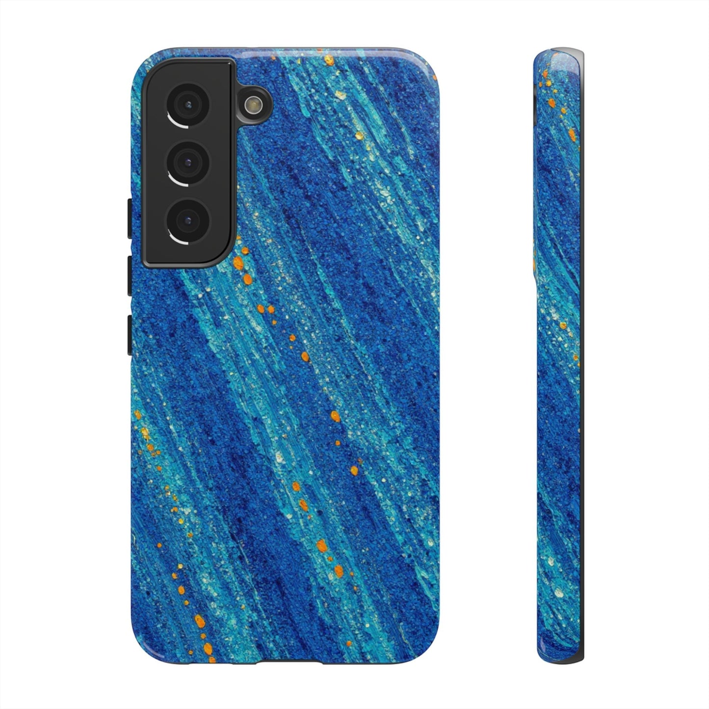 Inspiring Phone Cases Cobalt Drift abstract blue phone case with orange accents for Samsung Galaxy devices