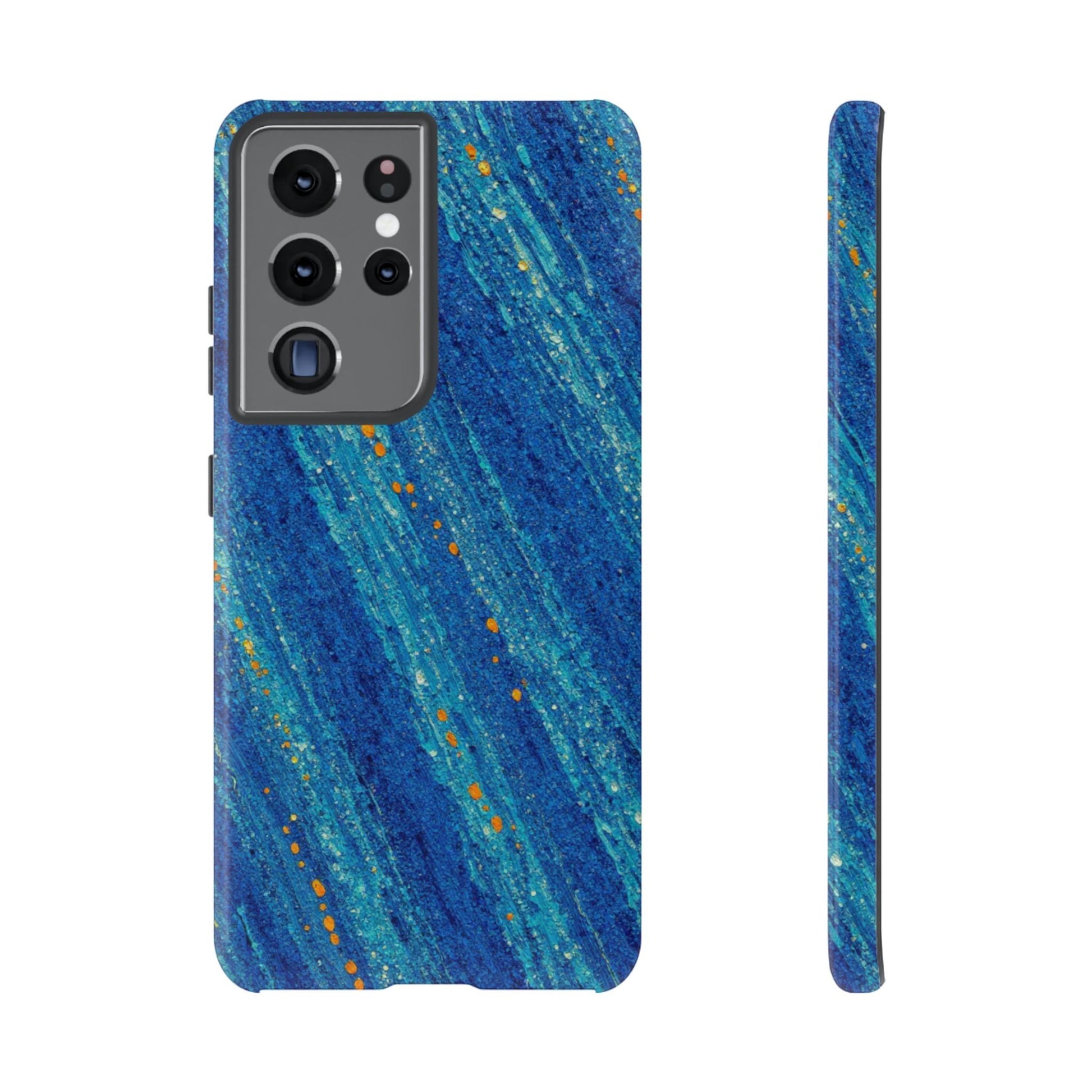 Inspiring Phone Cases Cobalt Drift abstract blue phone case with orange accents for Samsung Galaxy devices