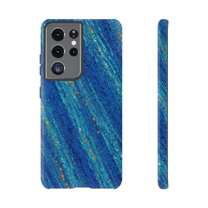 Inspiring Phone Cases Cobalt Drift abstract blue phone case with orange accents for Samsung Galaxy devices