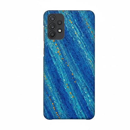Inspiring Phone Cases Cobalt Drift phone case with blue abstract strokes and orange accents for Samsung Galaxy