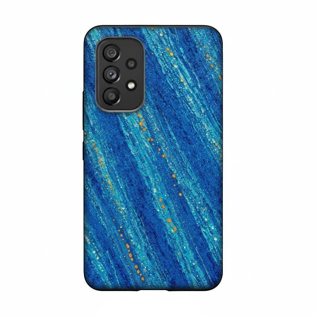 Inspiring Phone Cases Cobalt Drift abstract blue phone case with orange accents for Samsung Galaxy devices