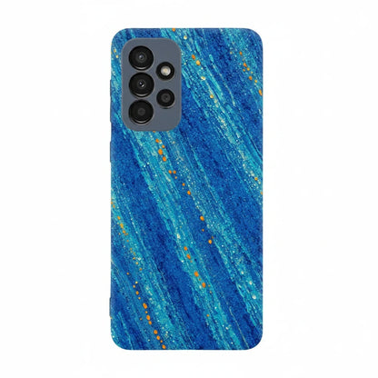 Inspiring Phone Cases Cobalt Drift phone case with blue abstract diagonal strokes and vibrant orange accents