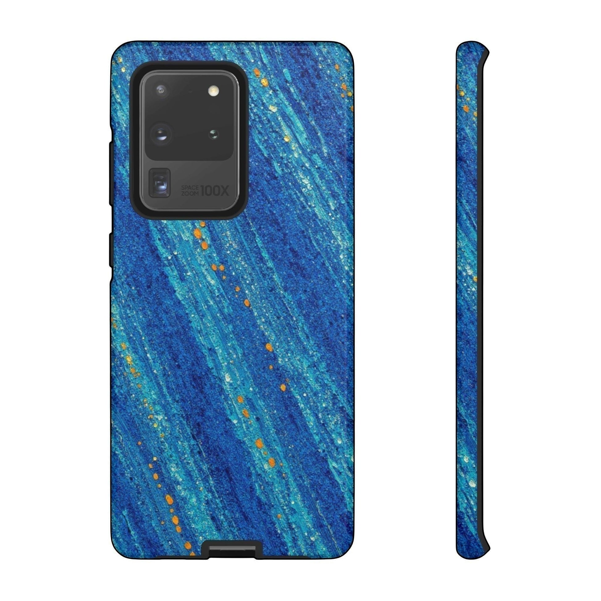 Inspiring Phone Cases Cobalt Drift abstract blue and orange patterned protective case for Samsung Galaxy smartphone