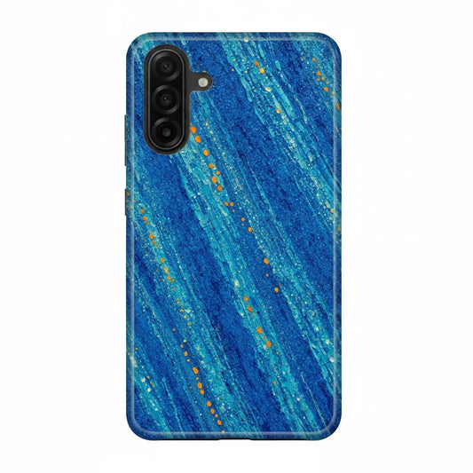 Inspiring Phone Cases Cobalt Drift phone case featuring abstract blue brushstrokes and orange accents for Samsung Galaxy