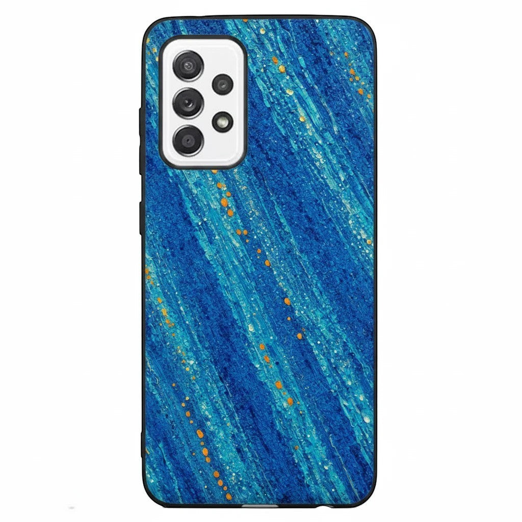 Inspiring Phone Cases Cobalt Drift phone case with blue abstract diagonal strokes and orange accents for Samsung