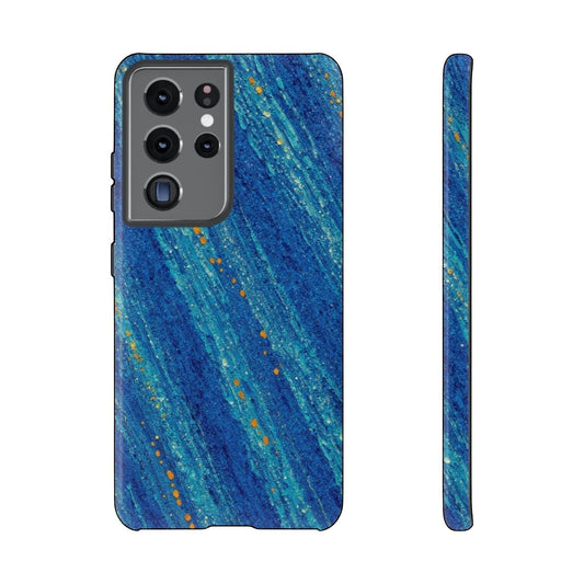 Inspiring Phone Cases Cobalt Drift abstract blue phone case with orange accents for Samsung Galaxy devices