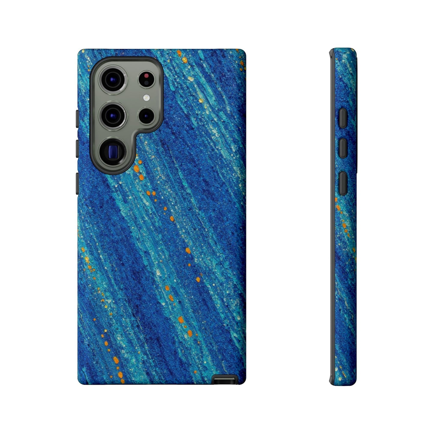 Inspiring Phone Cases Cobalt Drift abstract blue and orange patterned protective case for Samsung Galaxy smartphones