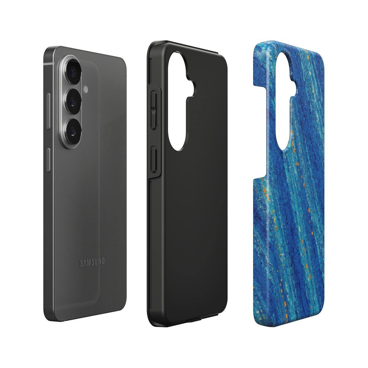 Inspiring Phone Cases Cobalt Drift abstract blue and orange patterned protective case for Samsung Galaxy smartphones