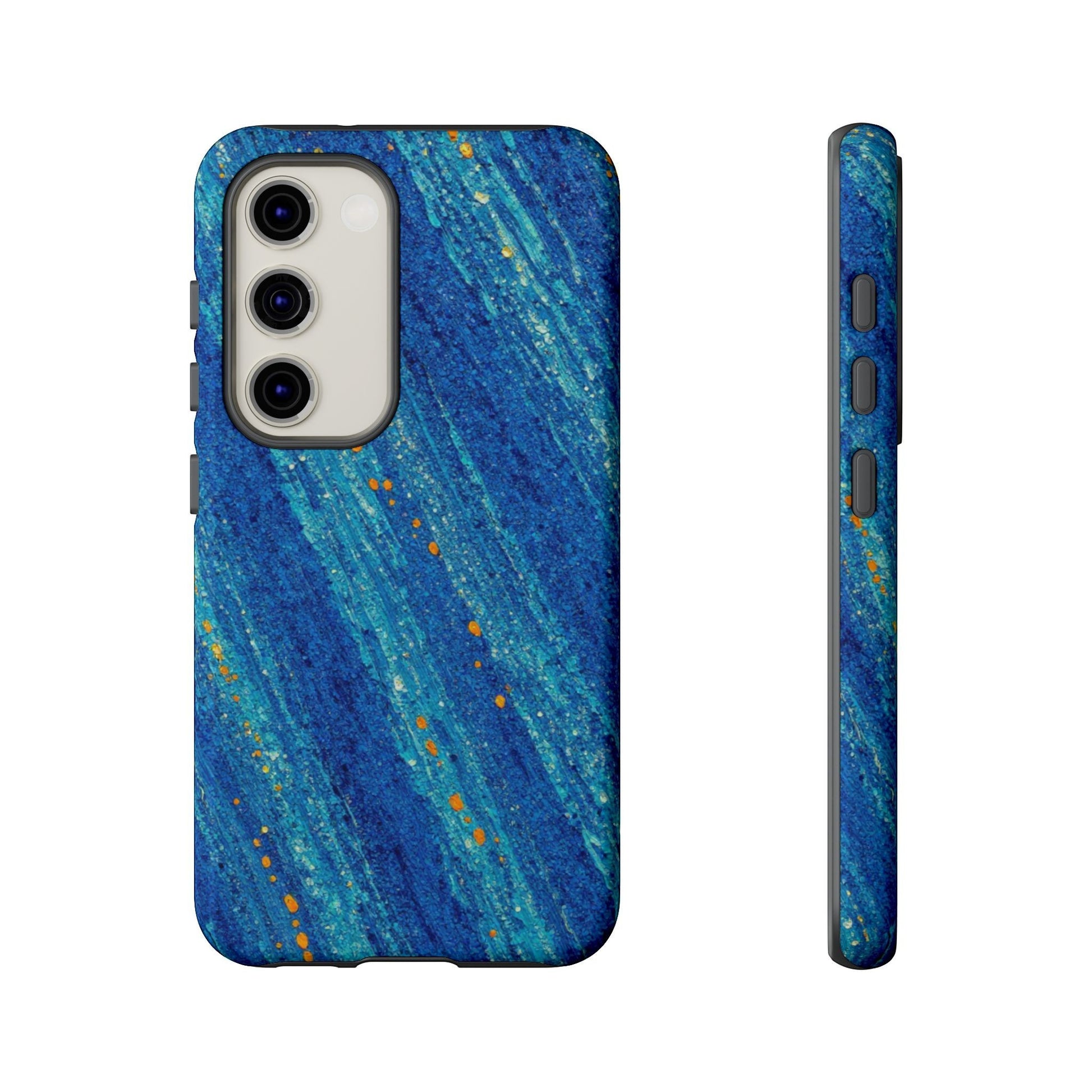 Inspiring Phone Cases Cobalt Drift abstract blue and orange patterned protective case for Samsung Galaxy smartphones