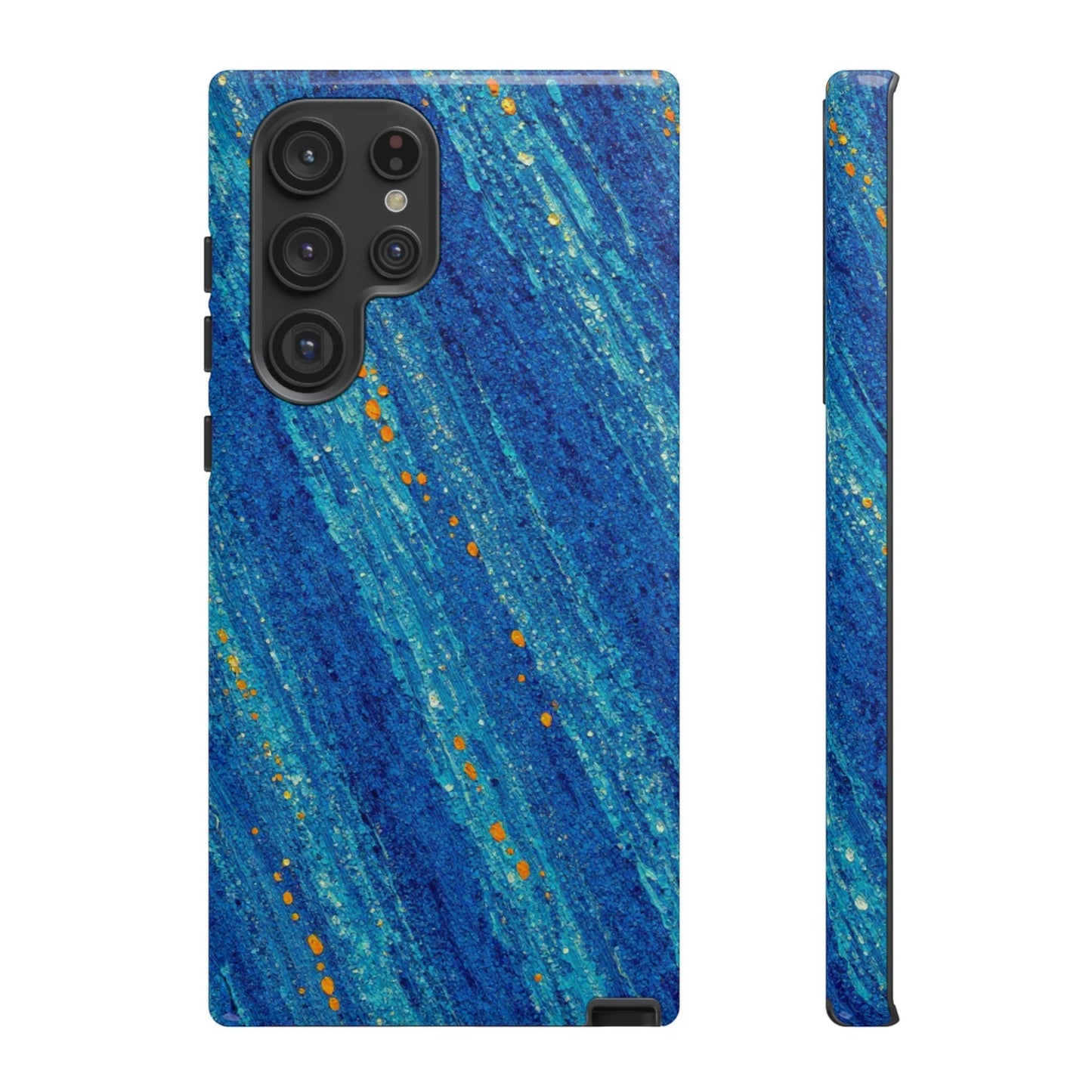 Inspiring Phone Cases Cobalt Drift abstract blue phone case with orange accents for Samsung Galaxy devices