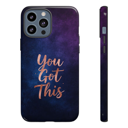 Inspiring Phone Cases iPhone MagSafe case with indigo galaxy design and rose gold You Got This quote