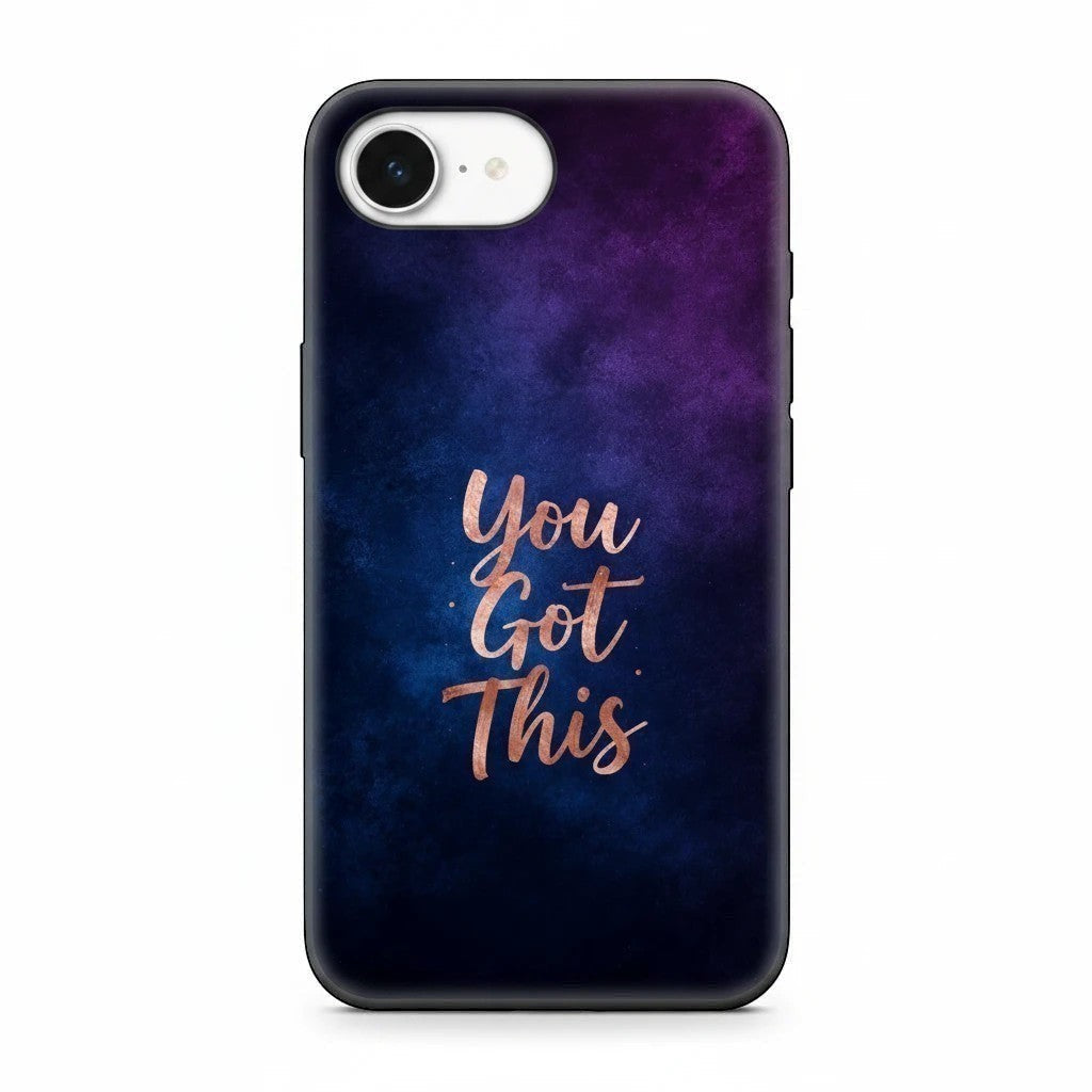 Inspiring Phone Cases iPhone MagSafe case featuring an indigo and blue galaxy design with rose-gold You Got This text.