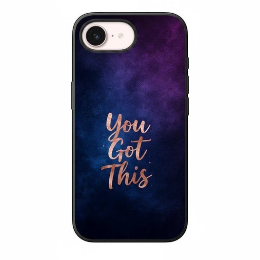 Inspiring Phone Cases iPhone MagSafe cover featuring a cosmic indigo galaxy design with rose-gold You Got This text.