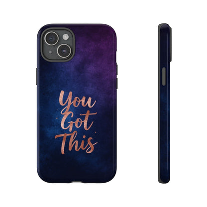 Inspiring Phone Cases iPhone MagSafe case with indigo galaxy design and rose gold You Got This quote