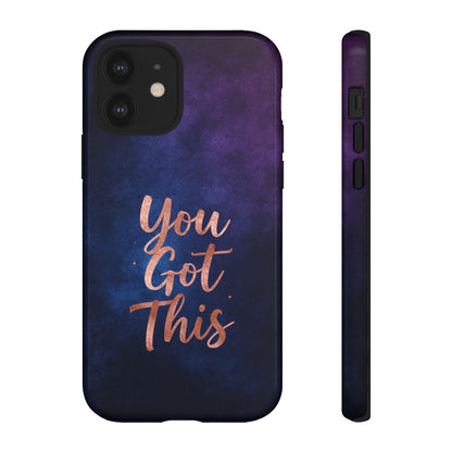Inspiring Phone Cases iPhone MagSafe cover with indigo galaxy design and rose gold You Got This quote