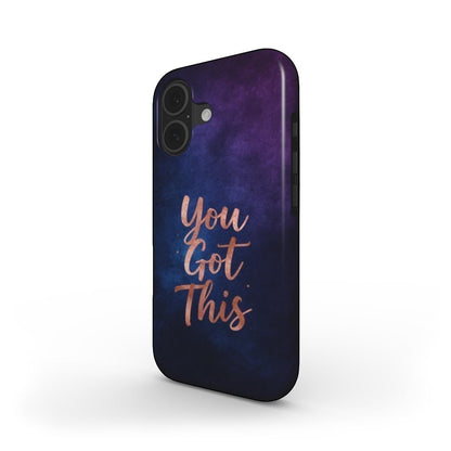 Inspiring Phone Cases iPhone MagSafe case with indigo galaxy design and rose gold You Got This quote