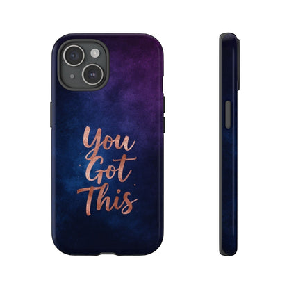 Inspiring Phone Cases iPhone MagSafe case with indigo galaxy design and rose gold You Got This quote text