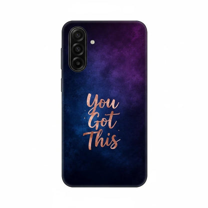 Inspiring Phone Cases Samsung phone case with indigo galaxy design and rose gold You Got This quote text.