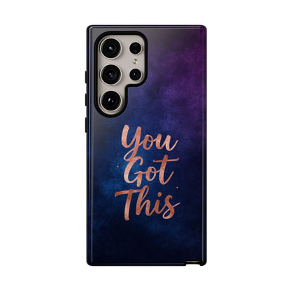 Inspiring Phone Cases Samsung Galaxy case with indigo cosmic design and rose gold You Got This quote