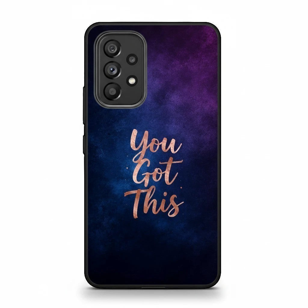Inspiring Phone Cases Samsung Galaxy case with indigo cosmic galaxy design and rose gold You Got This quote text