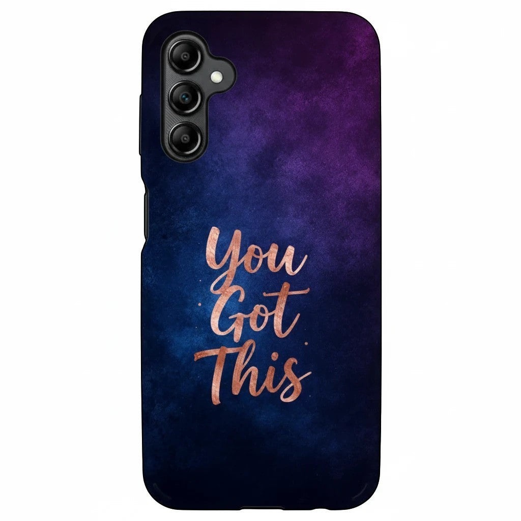 Inspiring Phone Cases Samsung Galaxy case with indigo cosmic design and rose gold You Got This inspirational quote.