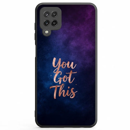 Inspiring Phone Cases Samsung phone case with indigo galaxy design and rose gold You Got This quote text.