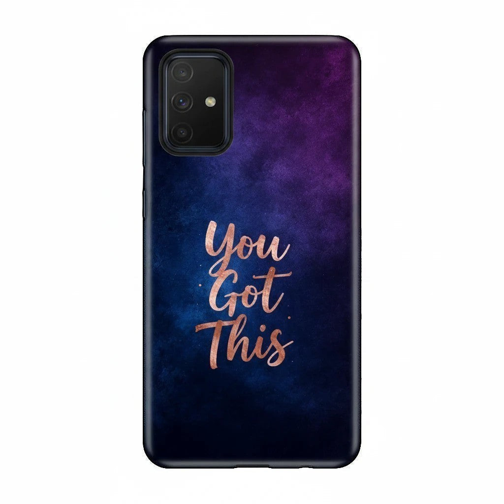 Inspiring Phone Cases Samsung phone case with indigo galaxy design and rose gold You Got This quote