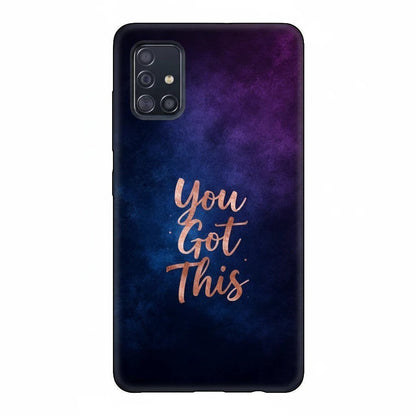 Inspiring Phone Cases Samsung phone case with indigo galaxy design and rose gold You Got This quote text