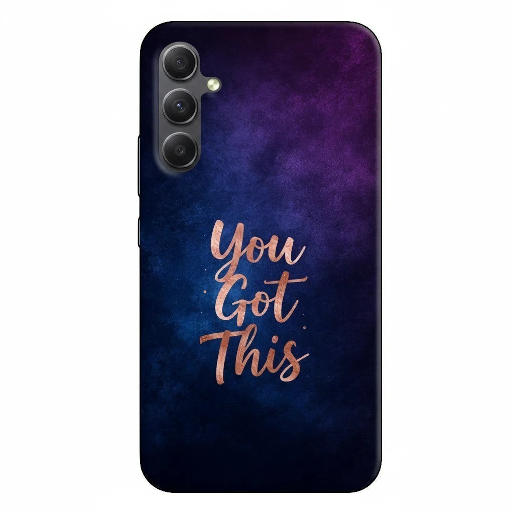 Inspiring Phone Cases Samsung Galaxy case with indigo cosmic dust design and rose gold You Got This quote text