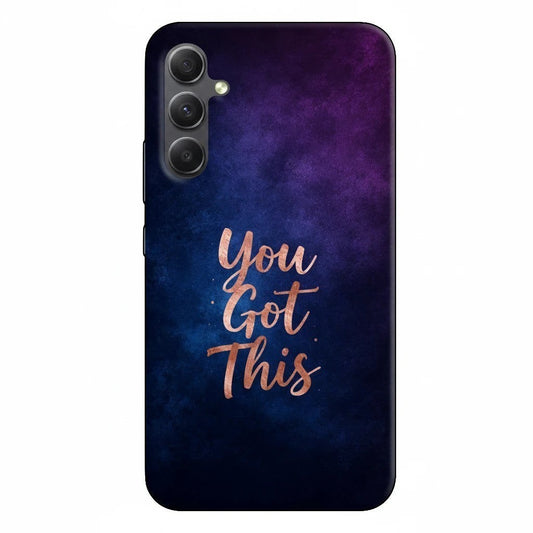 Inspiring Phone Cases Samsung Galaxy case with indigo cosmic dust design and rose gold You Got This quote text