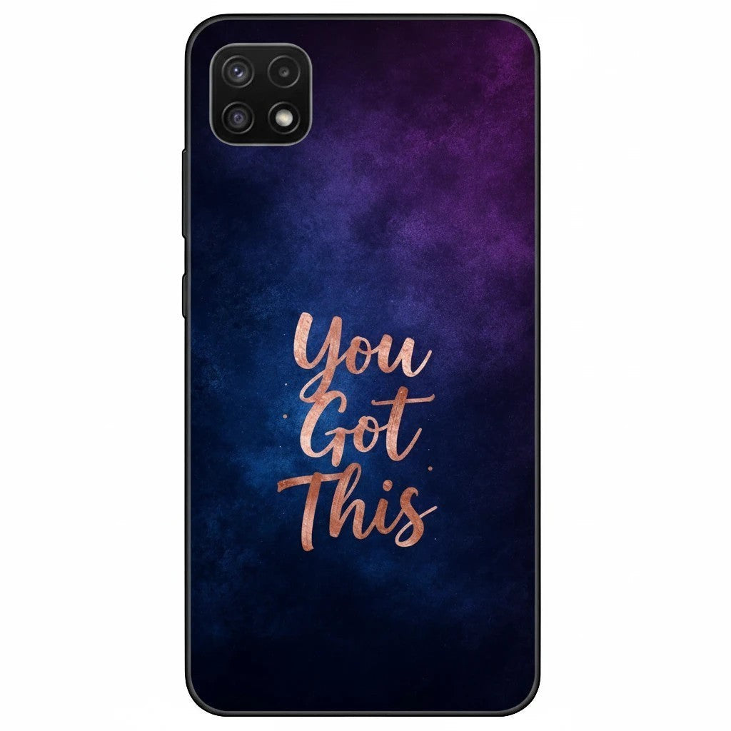 Inspiring Phone Cases Samsung phone case with indigo galaxy design and rose gold You Got This quote text