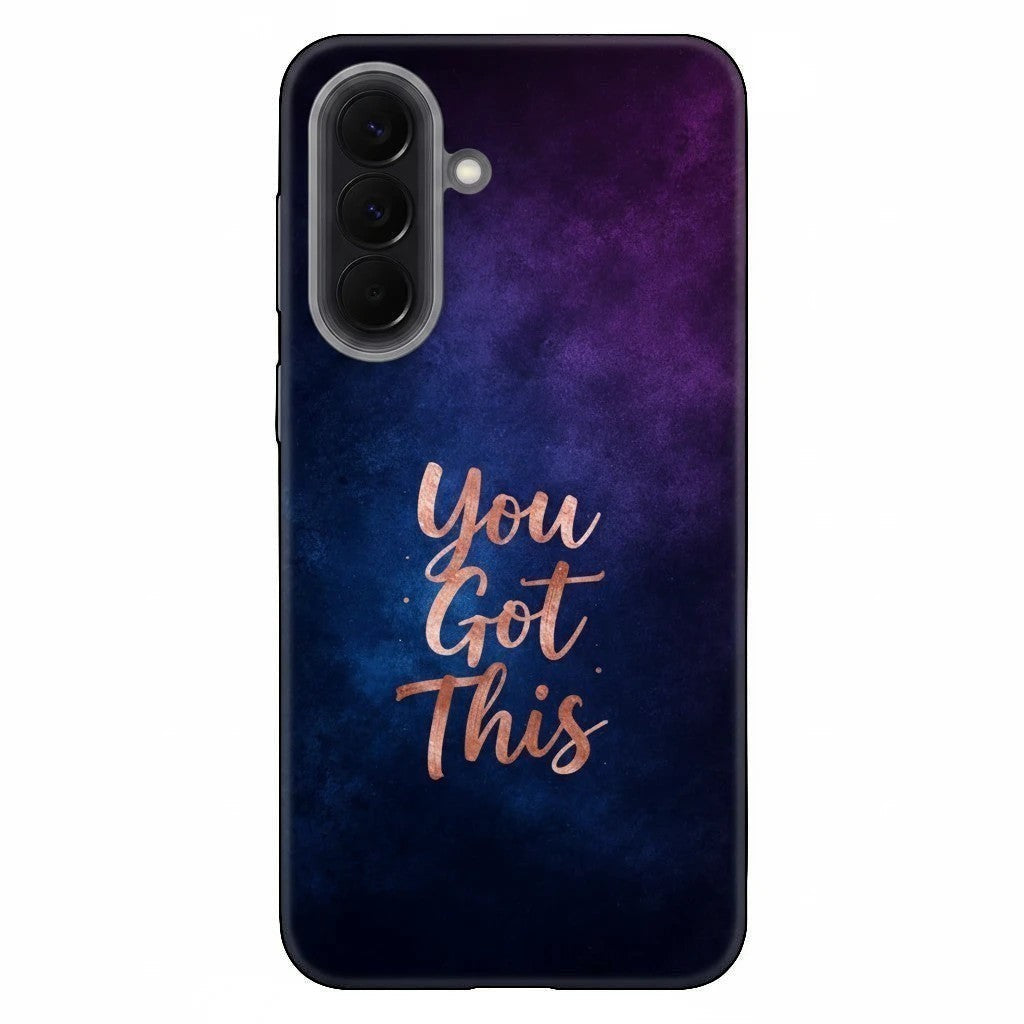 Inspiring Phone Cases Samsung phone case with indigo galaxy design and rose gold You Got This quote