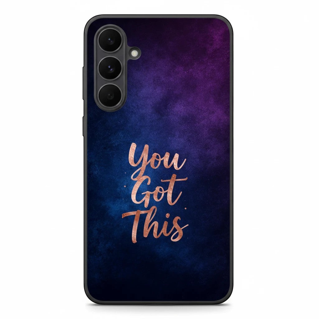 Inspiring Phone Cases Samsung phone case with indigo galaxy design and rose gold You Got This quote
