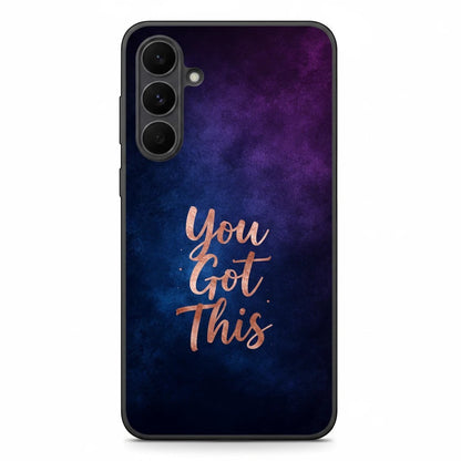 Inspiring Phone Cases Samsung phone case with indigo galaxy design and rose gold You Got This quote