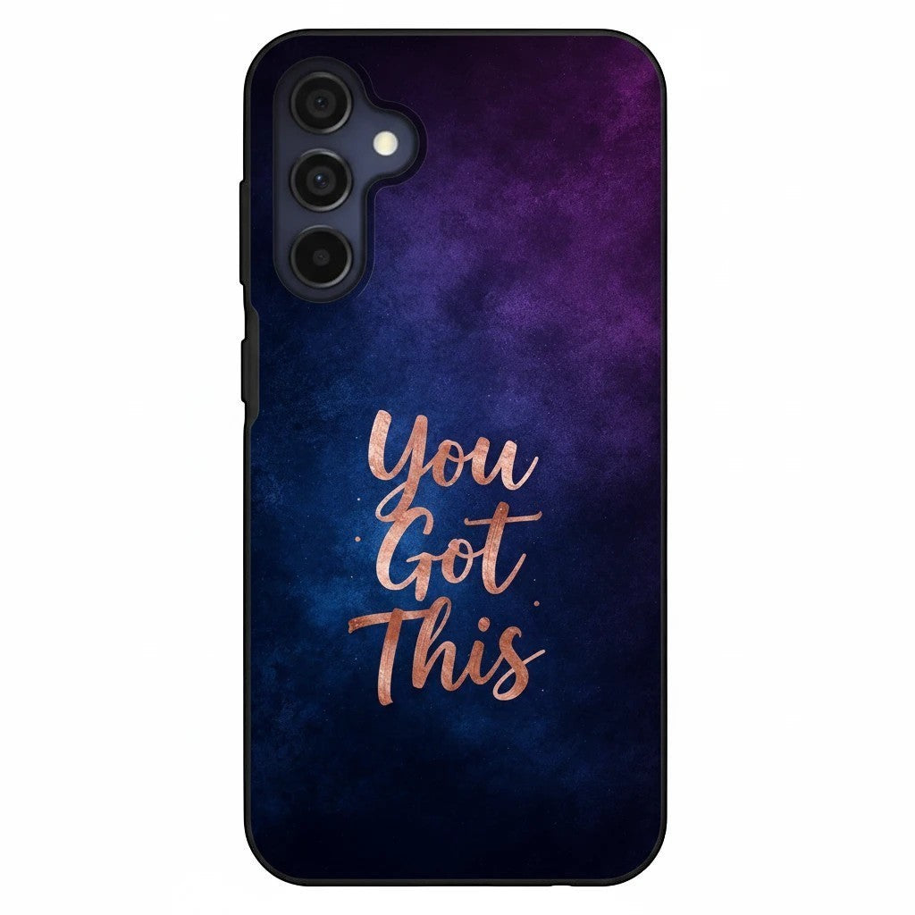 Inspiring Phone Cases Samsung phone cover with indigo galaxy design and rose gold You Got This inspirational quote