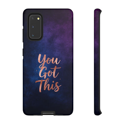Inspiring Phone Cases You Got This Samsung phone case with indigo galaxy design and rose gold inspirational text.