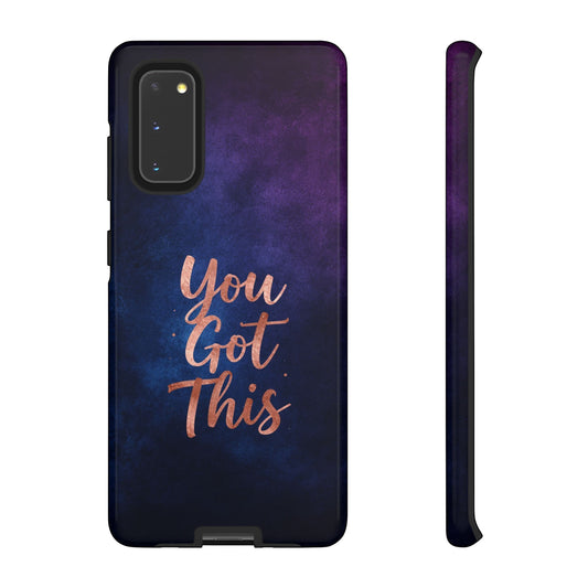 Inspiring Phone Cases You Got This Samsung phone case with indigo galaxy design and rose gold inspirational text.