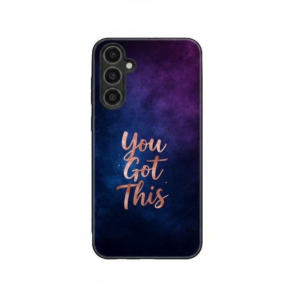 Inspiring Phone Cases You Got This Samsung phone case with indigo galaxy design and rose gold inspirational text.